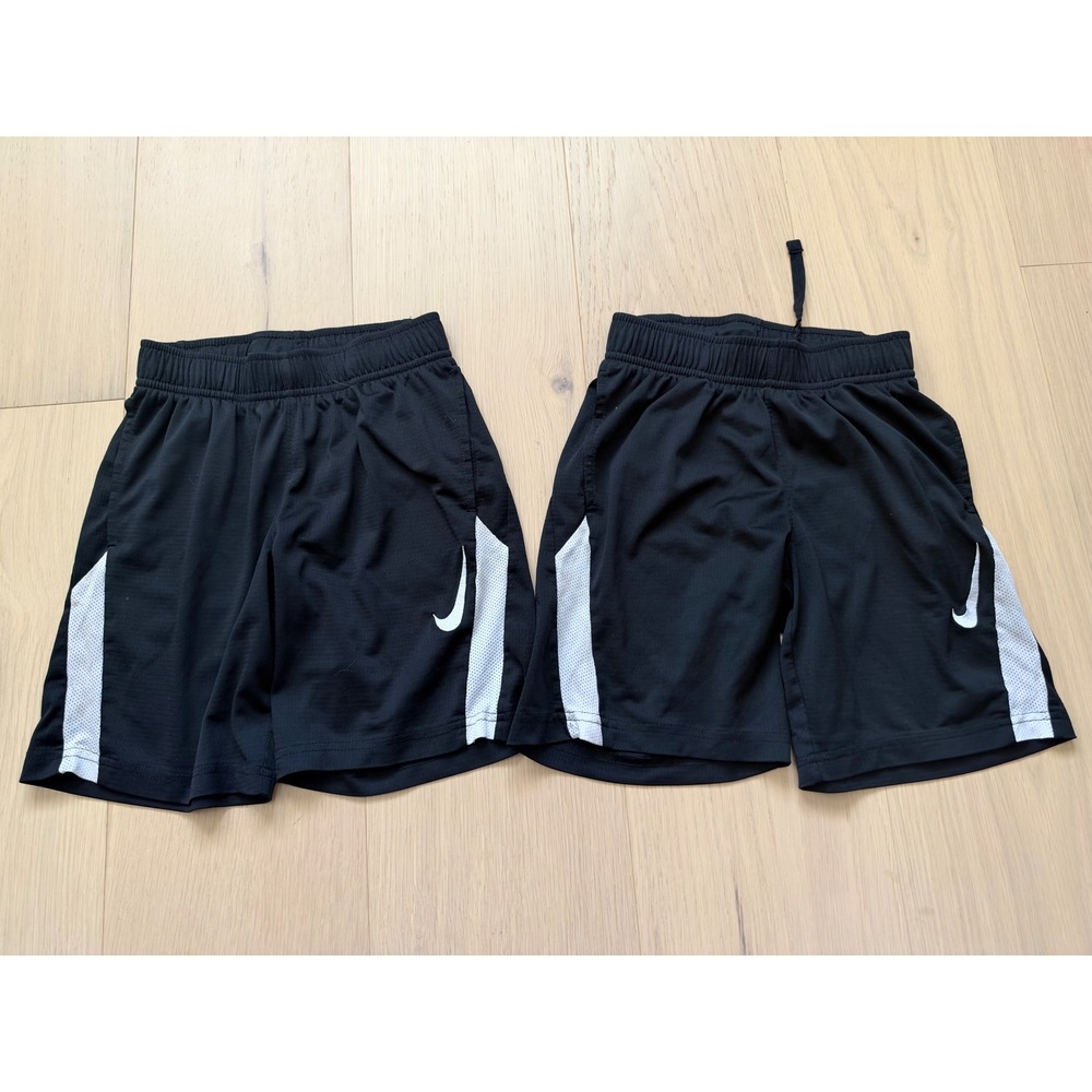 Bundle of 2 Nike Boys Dri-FIT Athletic Shorts Black White Mesh Size XS